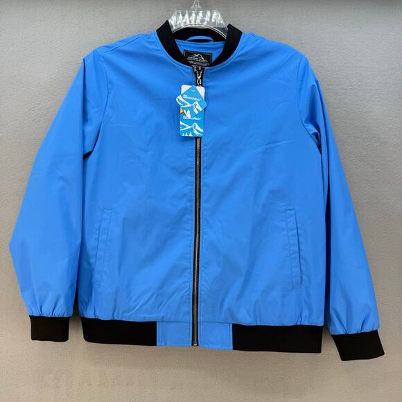 MagcoMsen Outdoor Jacket Women's L Blue Black Lightweight Bomber Jacket NWT - Picture 1 of 11